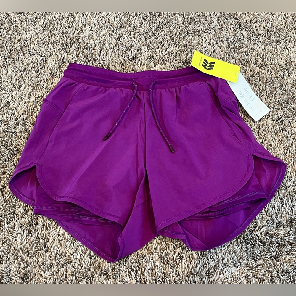 NWT All In Motion Lined Purple Berry Active Shorts Girls size large 10-12